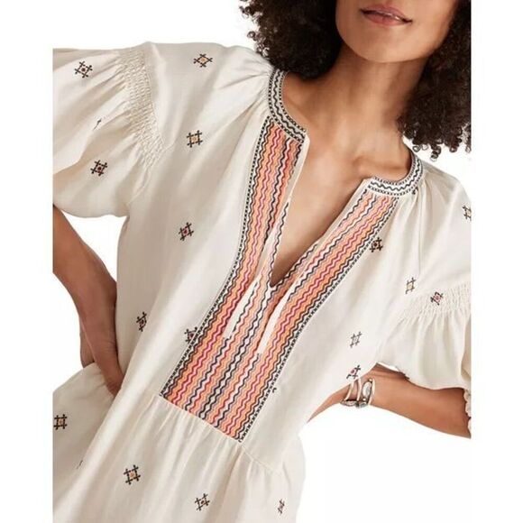 Marine Layer Peyton Mini Dress Size Small Embroidered Belted - Picture 5 of 11